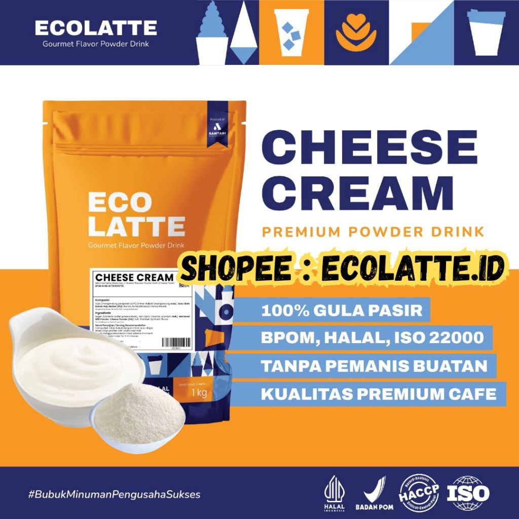 

ECOLATTE CHEESE CREAM PREMIUM TOPPING MINUMAN PUDING & DESSERT