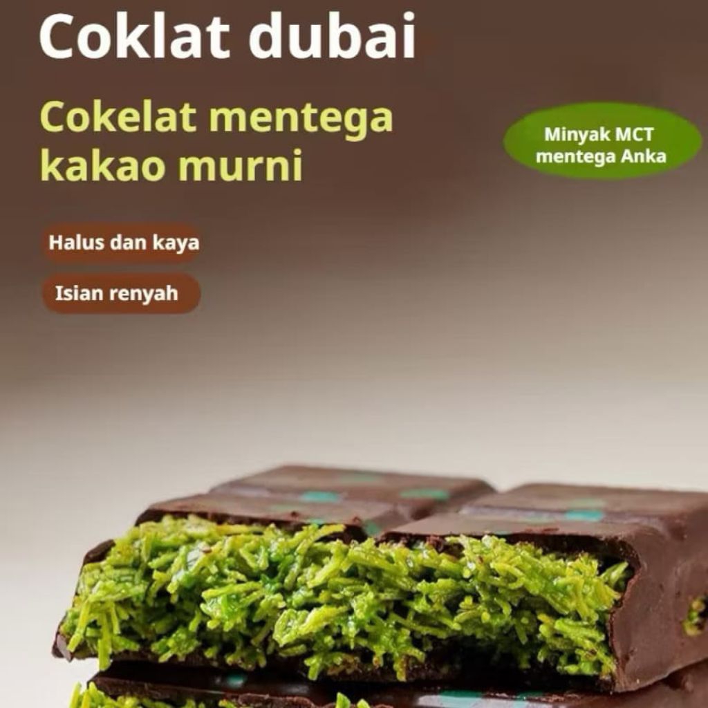 

Coklat Duba Pistach Original, Coklat Duba Gurth Lumer Lezat Cam lan coklat man's Duba, coklat...