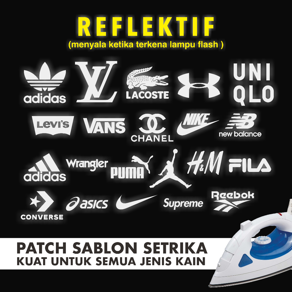 SABLON POLYFLEX Reflektif BRAND / Iron PATCH STIKER SABLON Logo Setrika / cetak print DTF POLYFLEX S