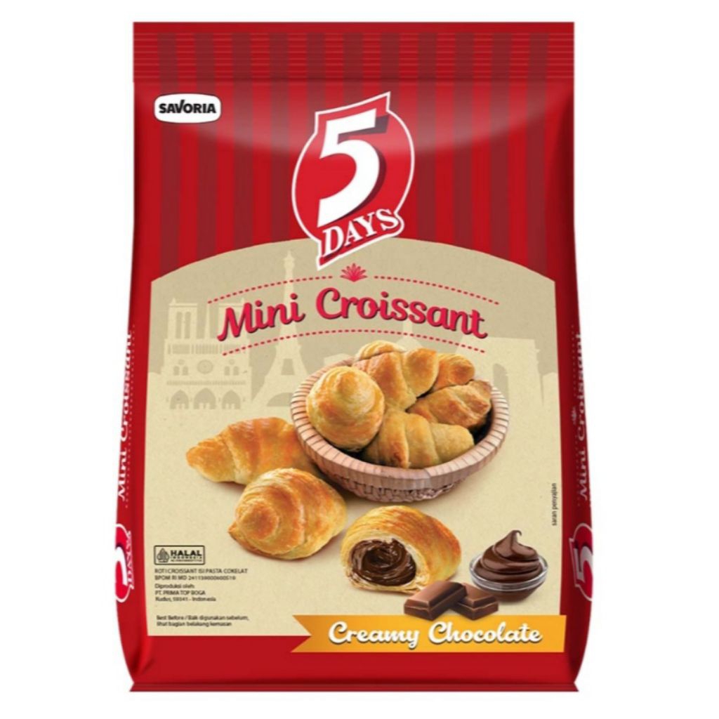 5Days Mini Croissant Creamy Cokelat 128gr