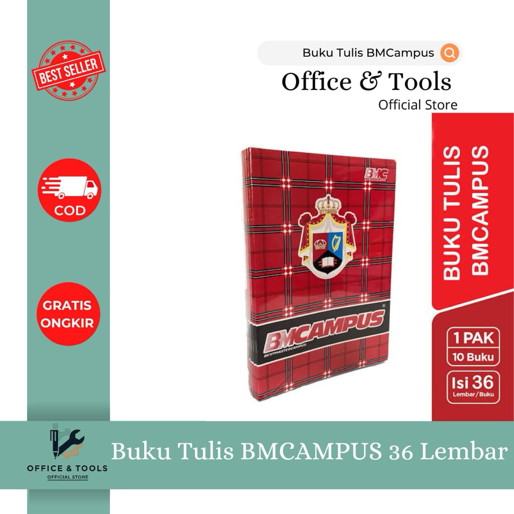

[10 PCS] Buku Tulis BMCAMPUS 36 Lembar Buku Kertas Garis Motif Kotak-Kotak Office & Tools