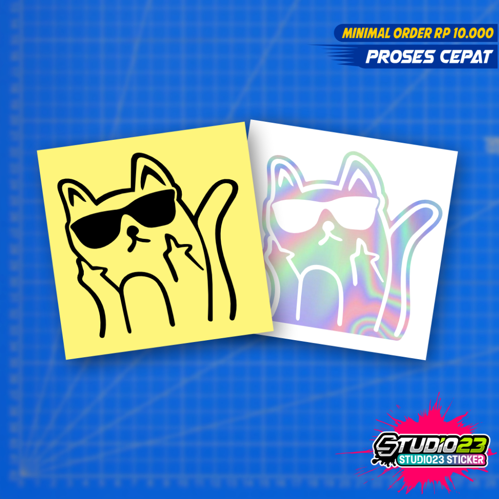 

Stiker Cutting meme kucing cat f*ck you keren kartun hologram