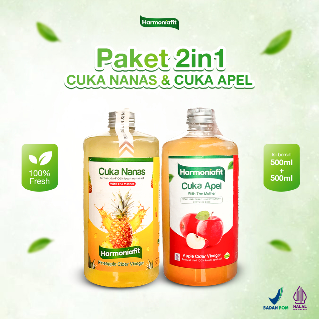 

Paket Diet Cuka Apel Cuka Nanas 500ML+500ML Original Harmoniafit Cuka Sari Buah Apel Cuka Sari Nanas