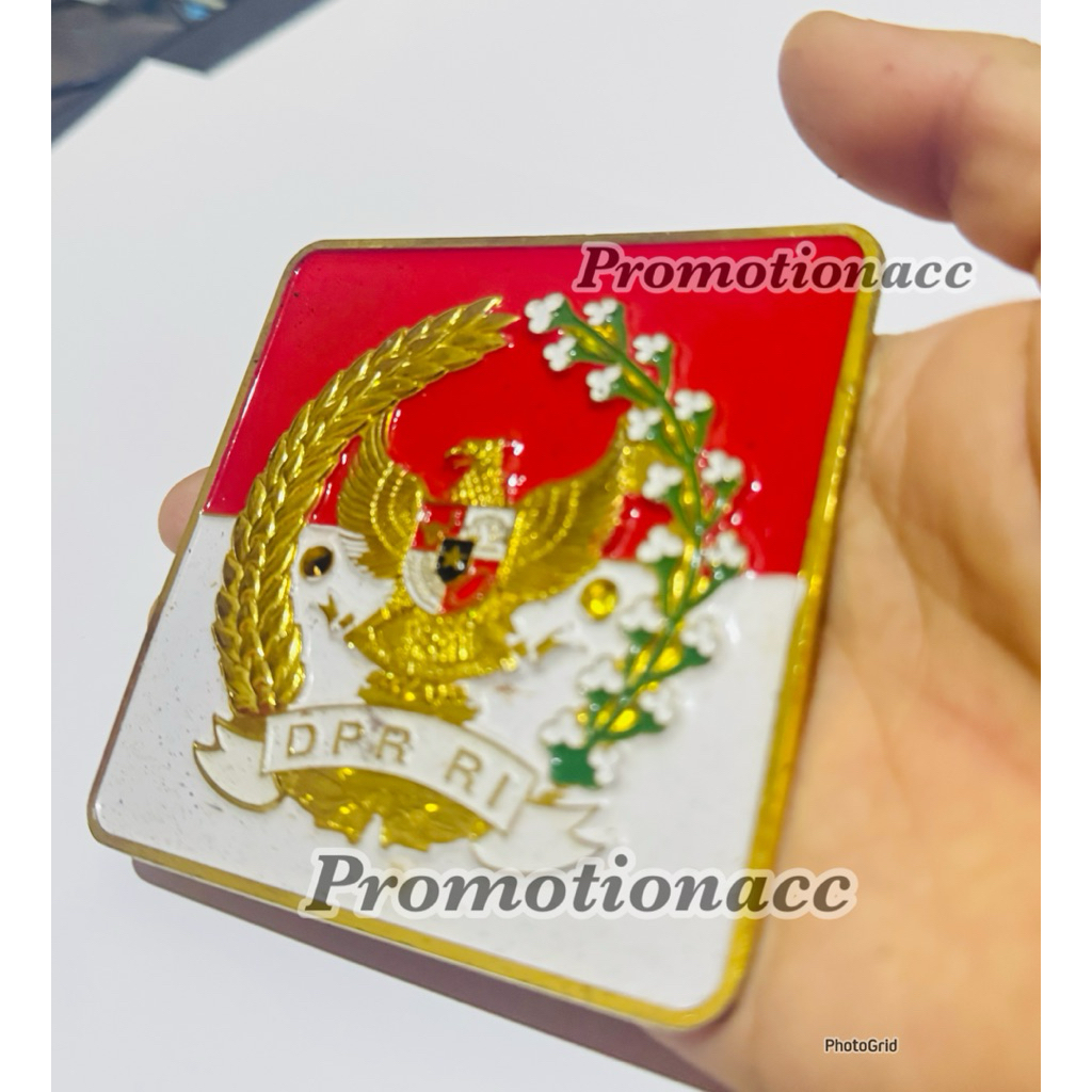 Emblem Plat DPR RI Bahan Logam Kuningan Tebal 3mm PREMIUM Emblem Plat Mobil DPR RI