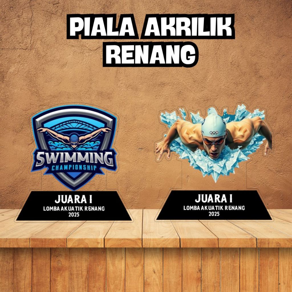 Plakat Akrilik Cabor Renang | Trofi Akrilik Lomba Cabor Berenang