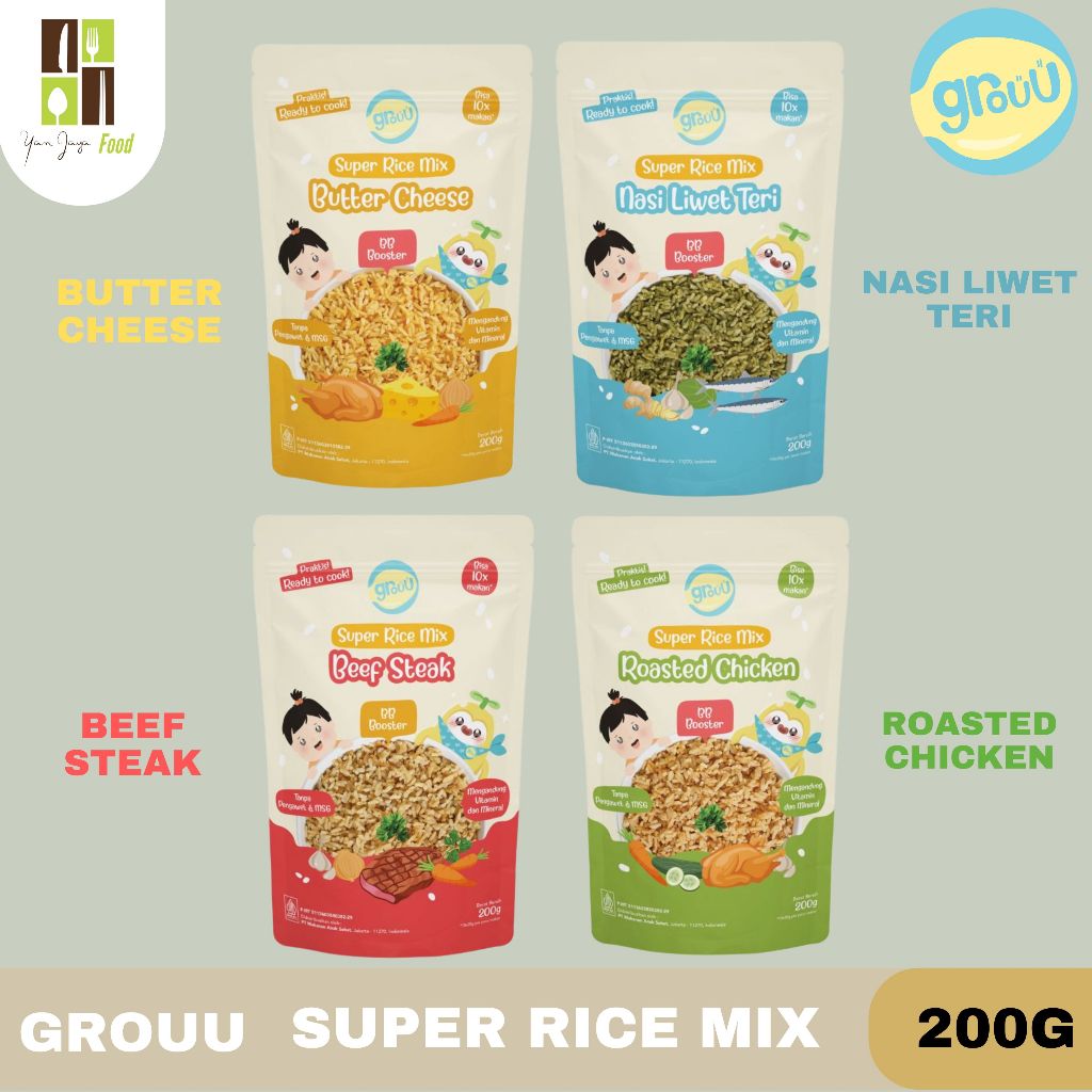 

Grouu Super Rice Mix 200g / Butter Cheese / Nasi Liwet Teri / Beras MPASI / Beras Instan Untuk Bayi
