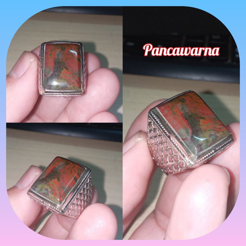 Cincin Batu Akik Pancawarna Garut Asli Natural