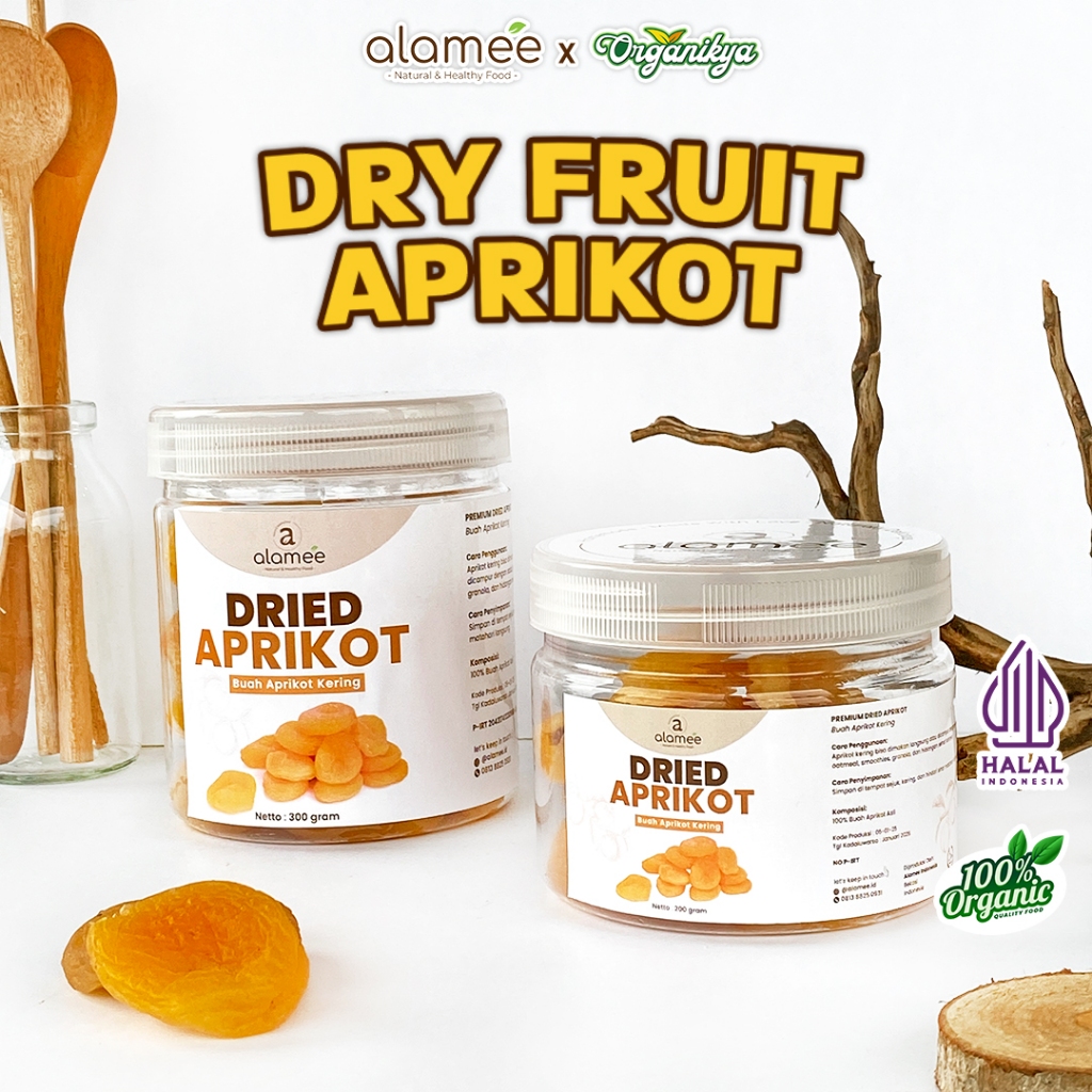 

ALAMEE Dried Apricot Buah Aprikot Kering Dried Fruit Apricots Tanpa Biji Cemilan Buah organikya