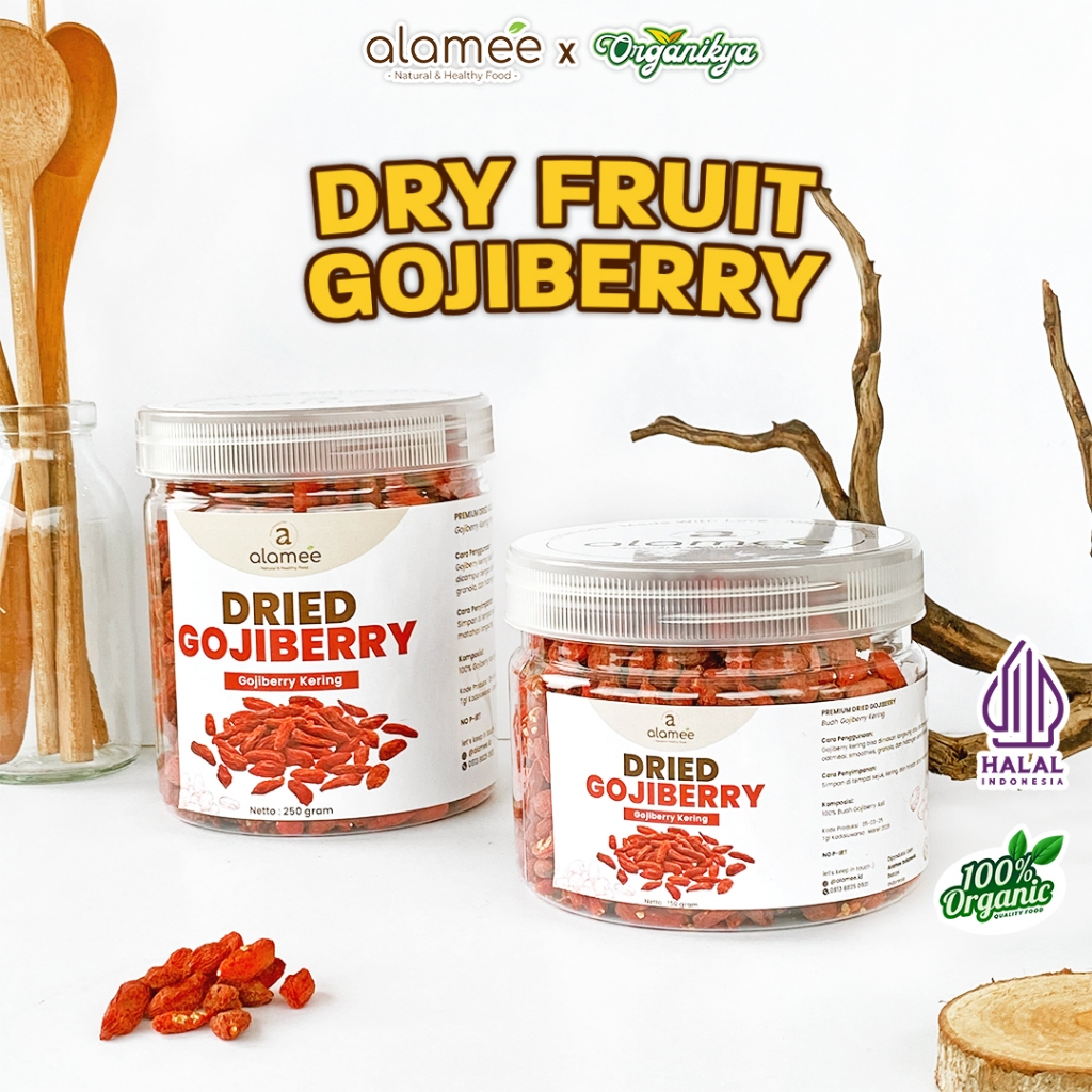 

ALAMEE Gojiberry Kering Cemilan Buah Sehat Rendah Kalori Dried Buah Kici Kering organikya