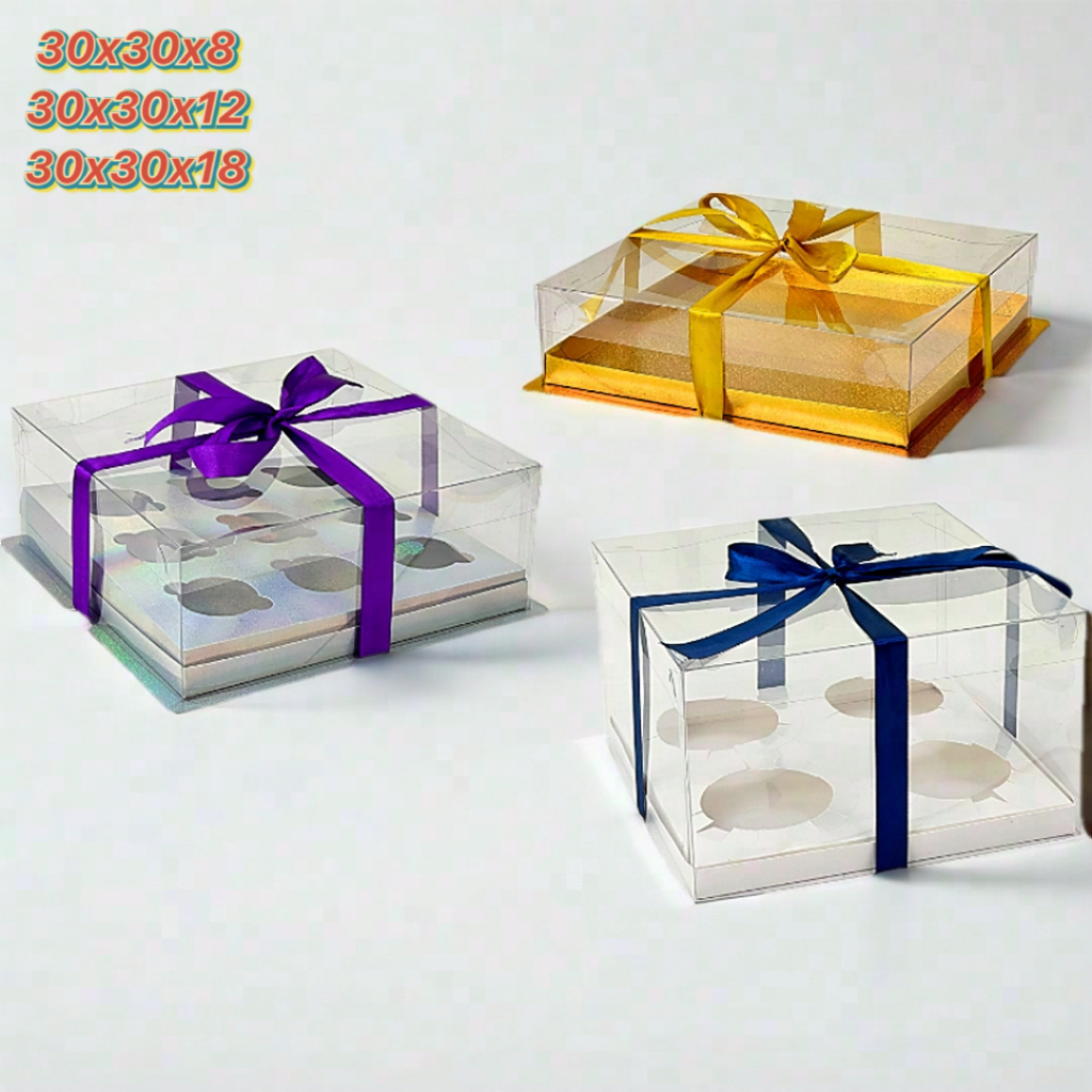 

Kotak Kue Box Mika Cake Box 30x30 Box Puding Kotak Kue Mika Transparan PET Kotak Kado Tutup Mika