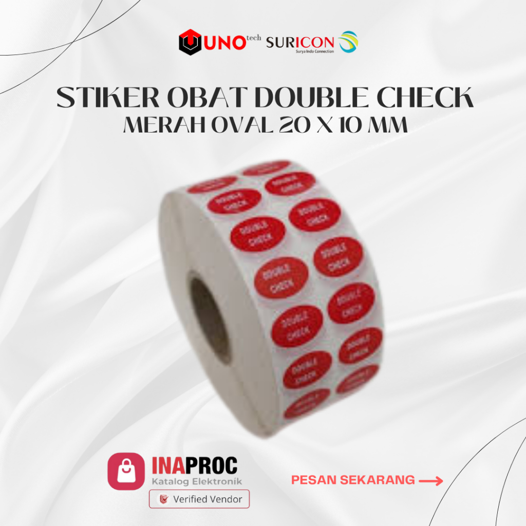

UNO Stiker Obat Double Check Merah Oval 20 x 10 MM