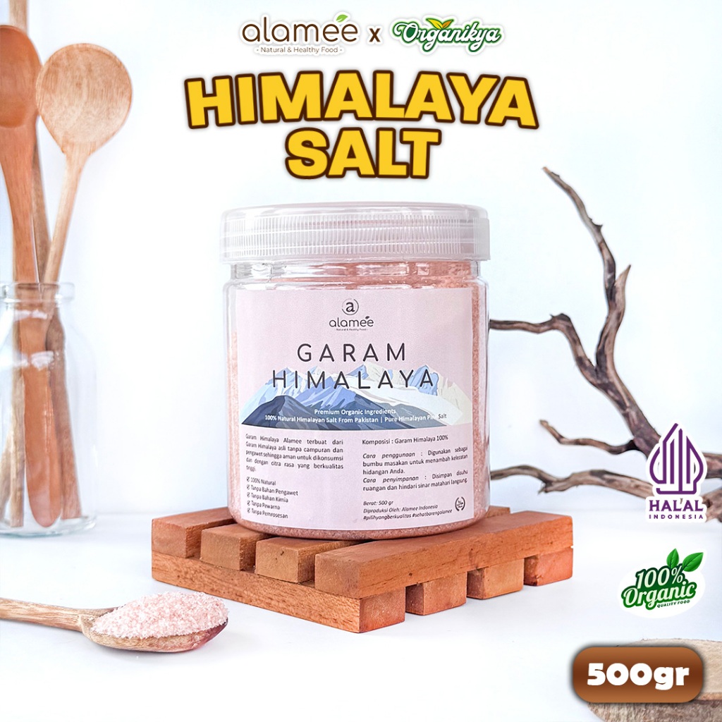 

ALAMEE Garam Himalaya Original Himalayan Salt Sea Ukuran 500g Pink Pakistan Masakan Bumbu Makanan