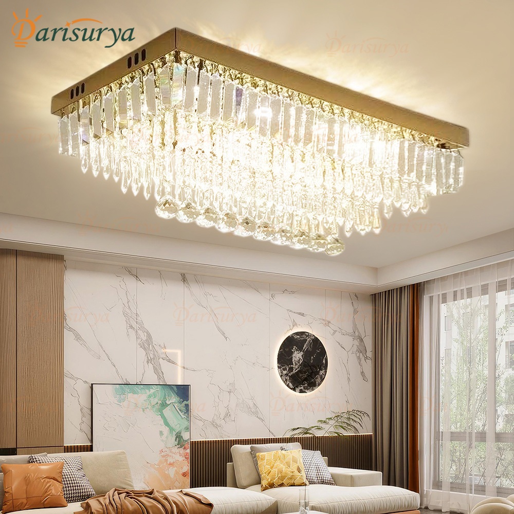 ✌Garansi&COD✌Lampu Plafon Kristal Mewah 50cm 3warna Lampu Gantung Ruang tamu/Ruang Makan/MiniBar YXH