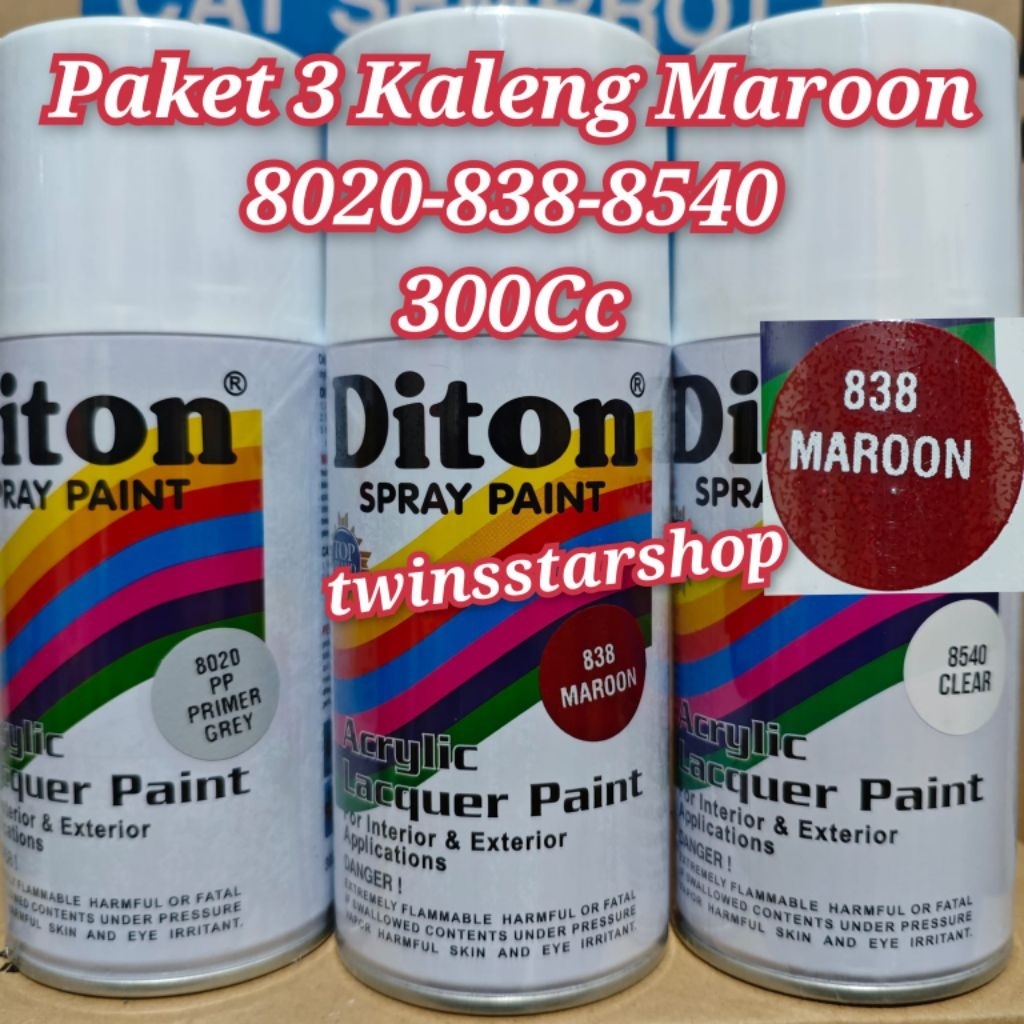 Pilok Pylox Cat Diton Paket 3 Kaleng Merah Maroon 838 Epoxy Primer Grey 8020 Clear 8540 300Cc
