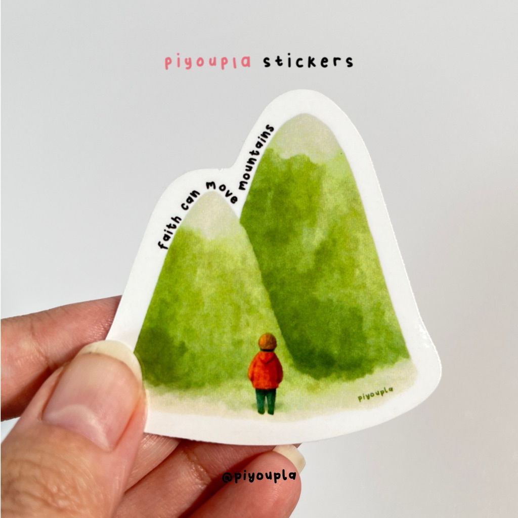 

piyoupla - faith can move mountain motivation die cut vinyl sticker