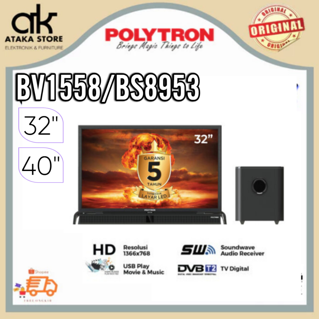 TV LED POLYTRON DIGITAL TV SPEAKER SOUNDBAR 32BV1558/40BS8953