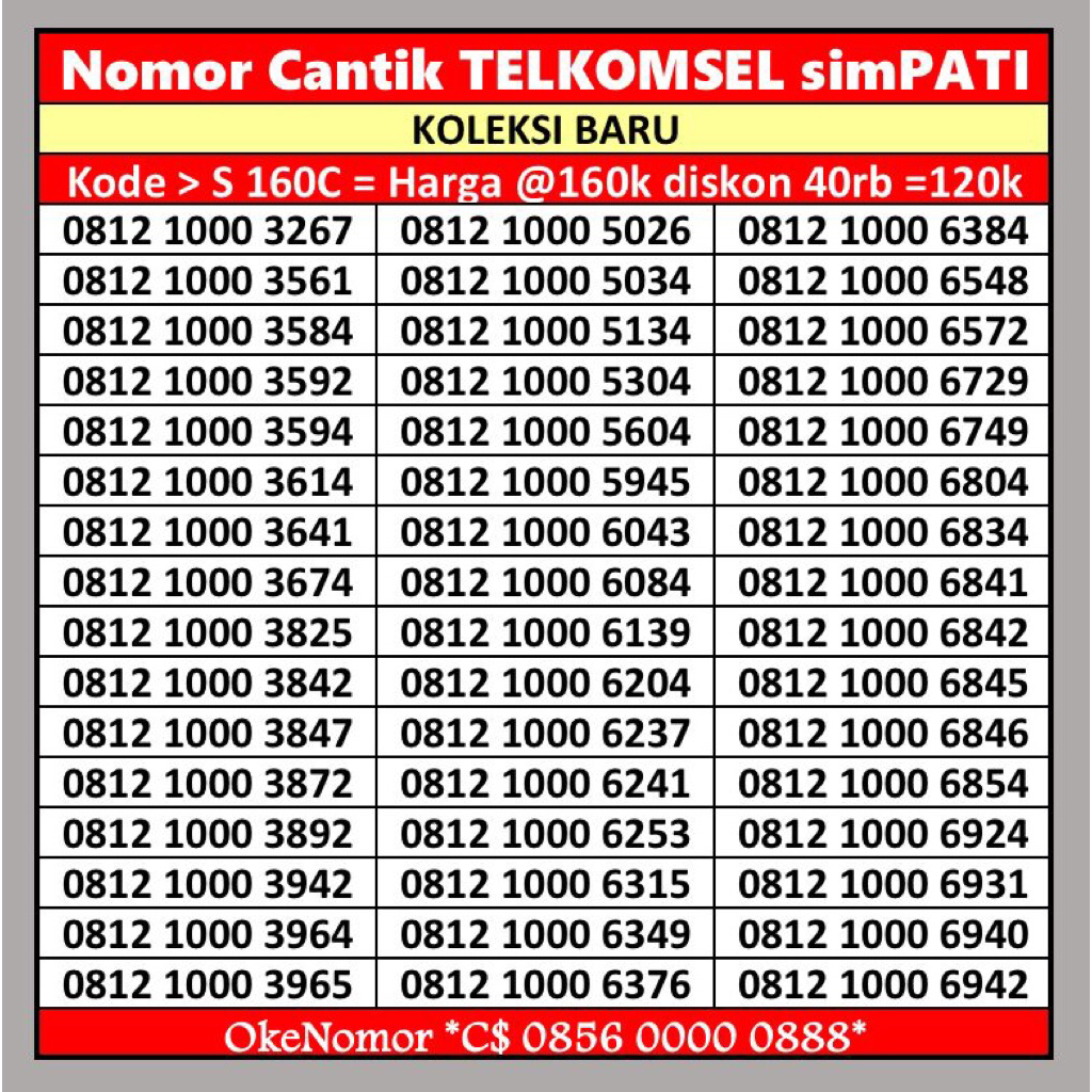 Nomor cantik simpati 1000 2000