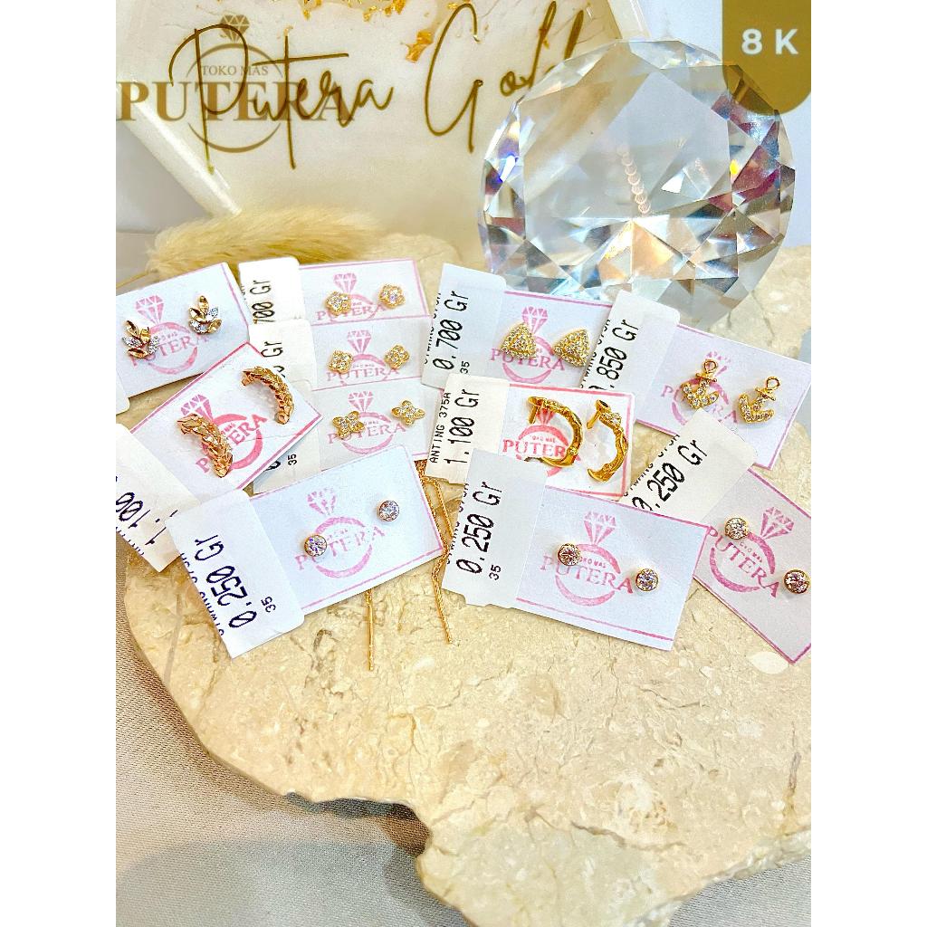 Anting Emas Asli 1 Gram Kadar 8K Model Mewah Wanita – Perhiasan Emas Kuning Elegan & Berkualitas
