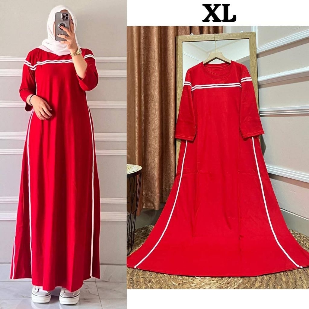 GAMIS DRESS MERAH INDONESIA // GAMIS MAXY FULL KAOS COMBAT KEMERDEKAAN ORIGINAL JEVANNI