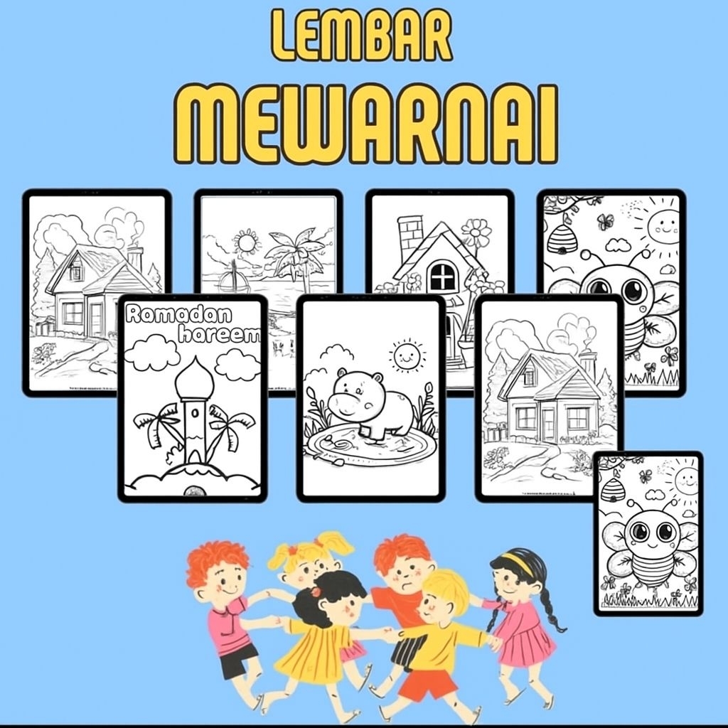 

25-50 lembar kertas mewarnai anak / kertas bergambar berbagai Tema yang disukai anak anak