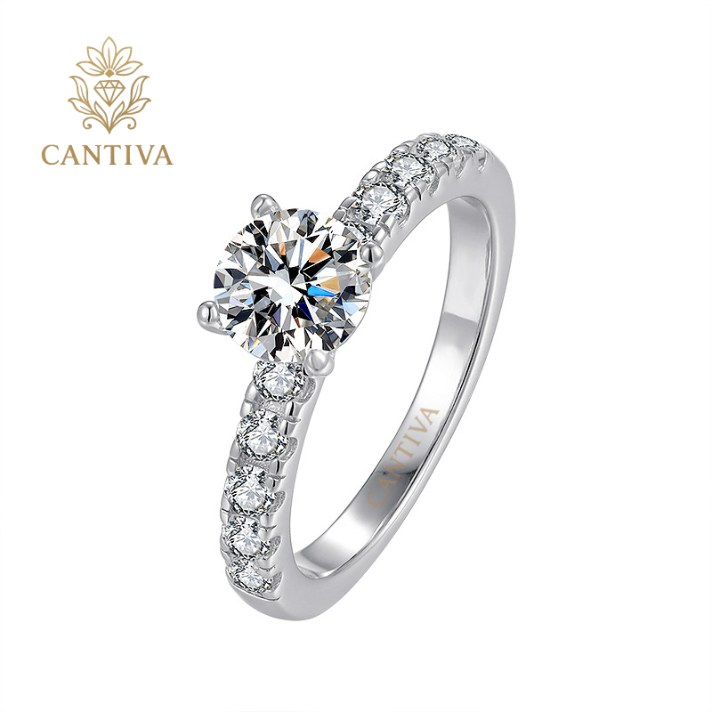 CANTIVA - Cincin Wanita Batu Moissanite Sertifikat GRA