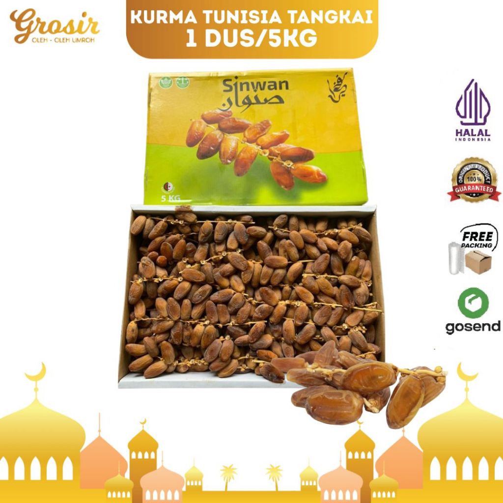 

Kurma Tunisia Tangkai Alger Sinwan 5kg / 1 Dus