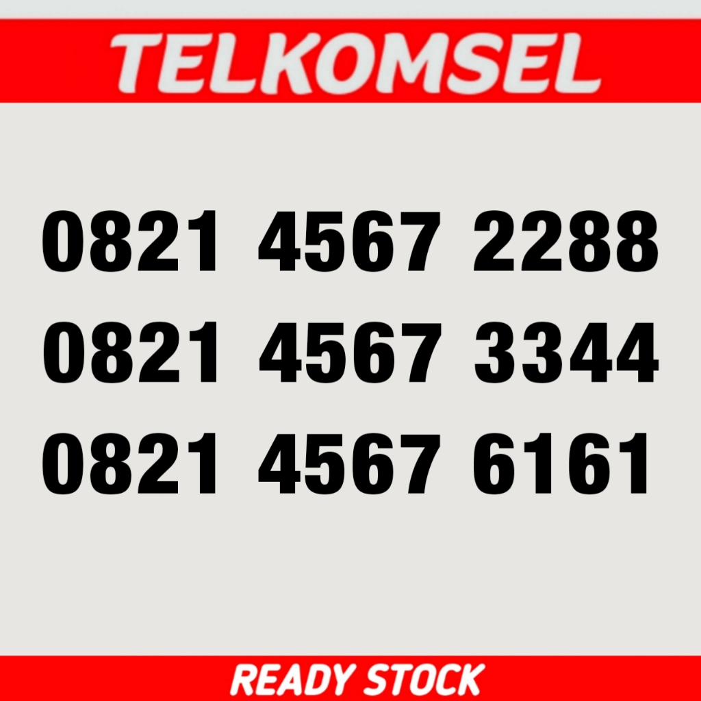 Kartu Perdana Nomor Cantik Telkomsel Simpati NAIK URUT 4567 - 0821 4567 2288 - 0821 4567 3344 - 0821