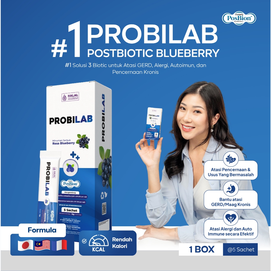 

PROBILAB - Suplemen 3 Biotik untuk Pencernaan, GERD, Asam Lambung & Detoks Usus