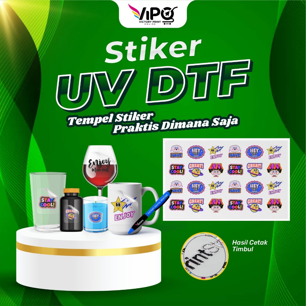 

Stiker UV DTF meteran / Stiker souvenir /Stiker DTF UV / (Kayu, Helm, Mug, Akrilik)