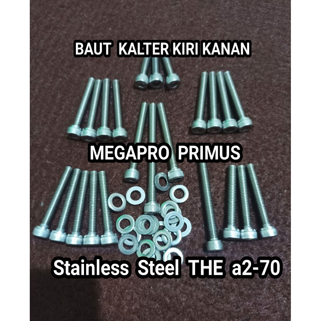 Baut Blok Bak Mesin Set HONDA Megapro Primus Stainles L