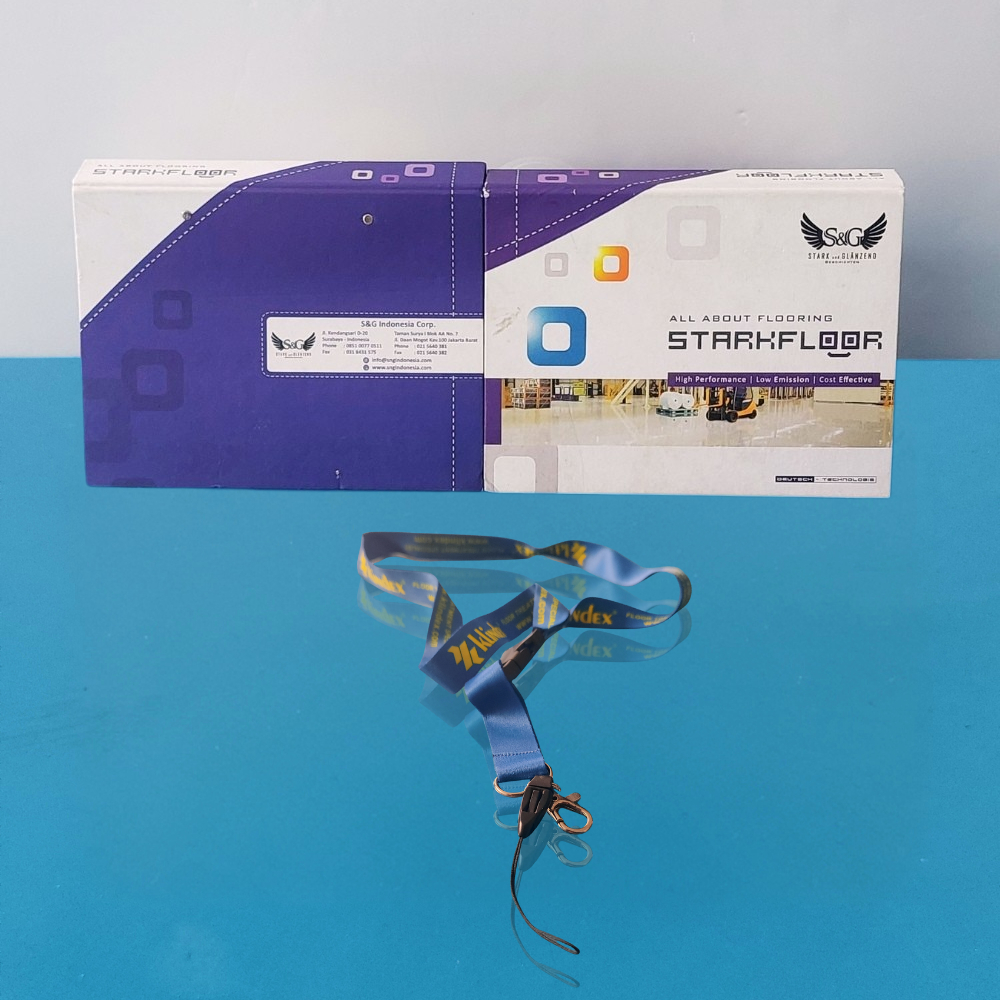 

Gantungan ID Card Kartu Nama Kunci Flashdisk Tali Leher Biru dengan Kait Besi & Buckle