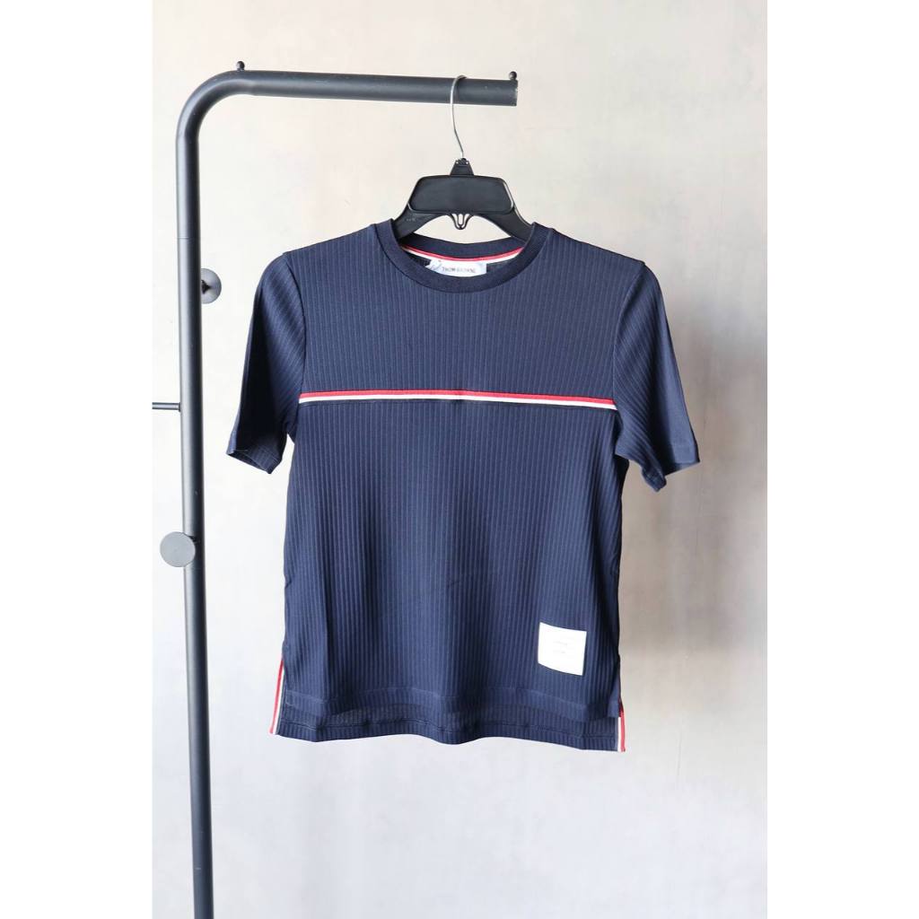 Thom Browne RWB rib tshirt in navy