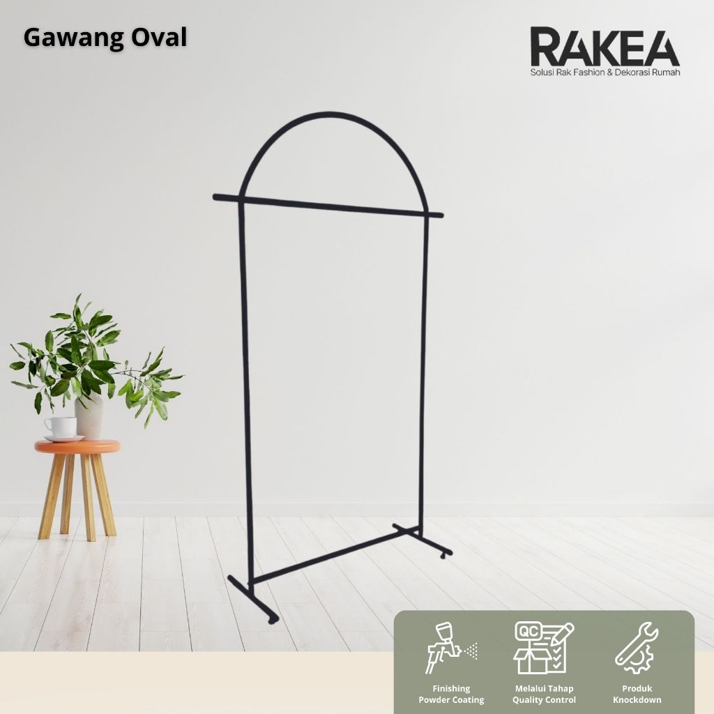 GAWANG OVAL SINGLE - RAK BAJU BESI OVAL MINIMALIS / GANTUNGAN BAJU ESTETIK / GAWANG BAJU KNOCKDOWN