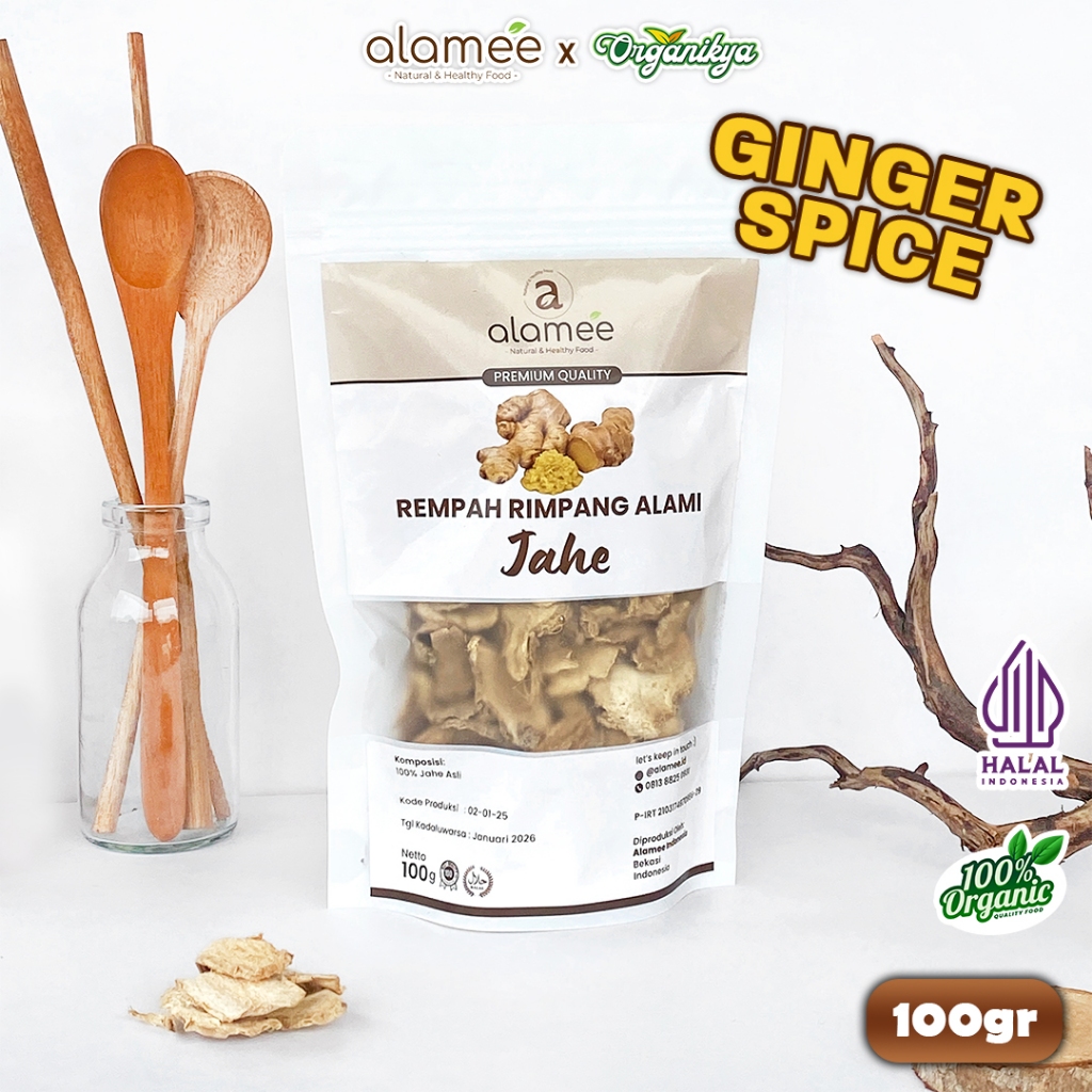 

ALAMEE Jahe Kering Iris Dried Ginger Rempah Rimpang Organik Alami Bumbu Masak Organic 100g organikya