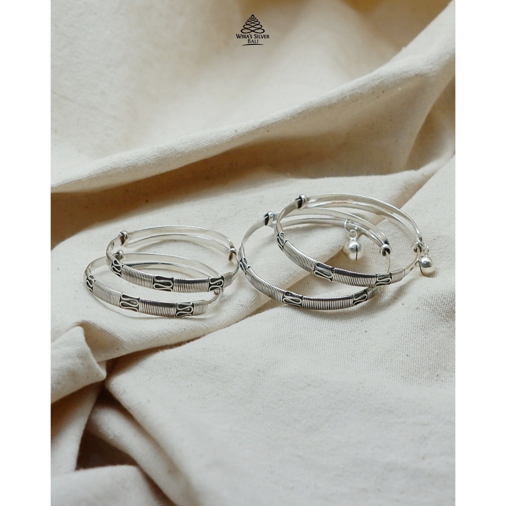 Gelang Bayi Kaki Tangan Model Etnik Perak 925 Perak Bakar