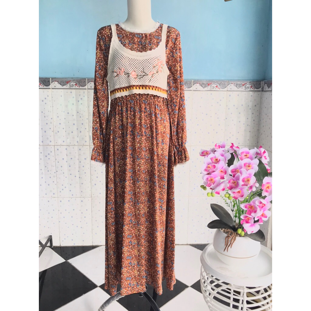 GAMIS CERUTY BUNGA / GAMIS KEMBANG CHIFFON / GAMIS VEST RAJUT LEPAS