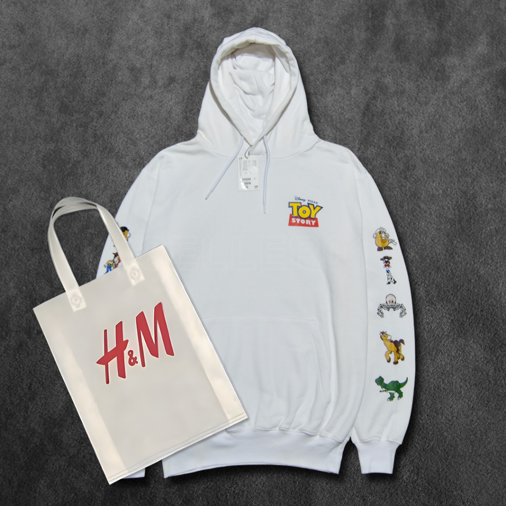 Hoodie sweater pria wanita Toy kartun Putih