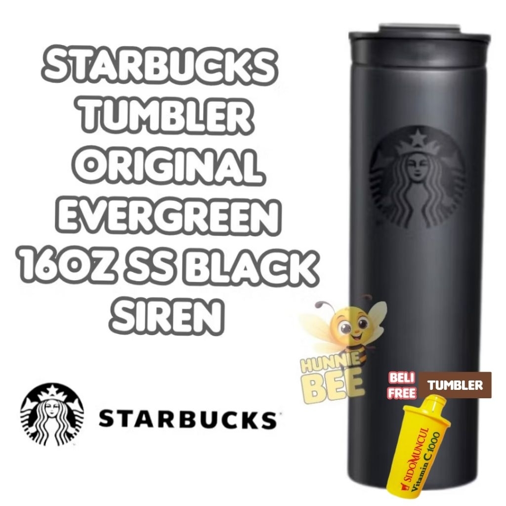 STARBUCKS TUMBLER ORIGINAL Evergreen 16oz SS Black Siren