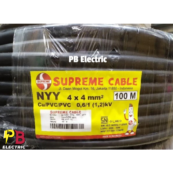 Kabel NYY 4 x 4 mm Merk Supreme / Kabel NYY 4x4 mm Supreme / Supreme NYY 4 x 4 mm (2 Ukuran)