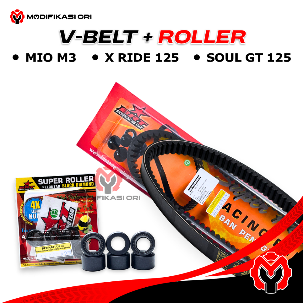VANBELT ROLLER BRT SATU SET MIO M3 SOUL GT 125 X RIDE 125 VBELT RACING BRT FINO 125 ROLLER BRT V-BEL