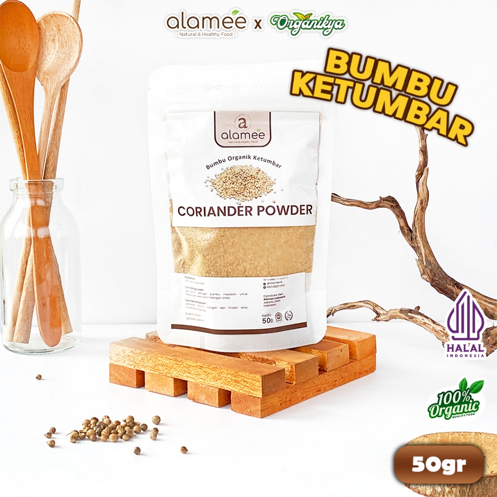 

ALAMEE Ketumbar Bubuk Organik Bumbu Dapur Instan Coriander Powder Murni Tanpa Campuran 50g organikya