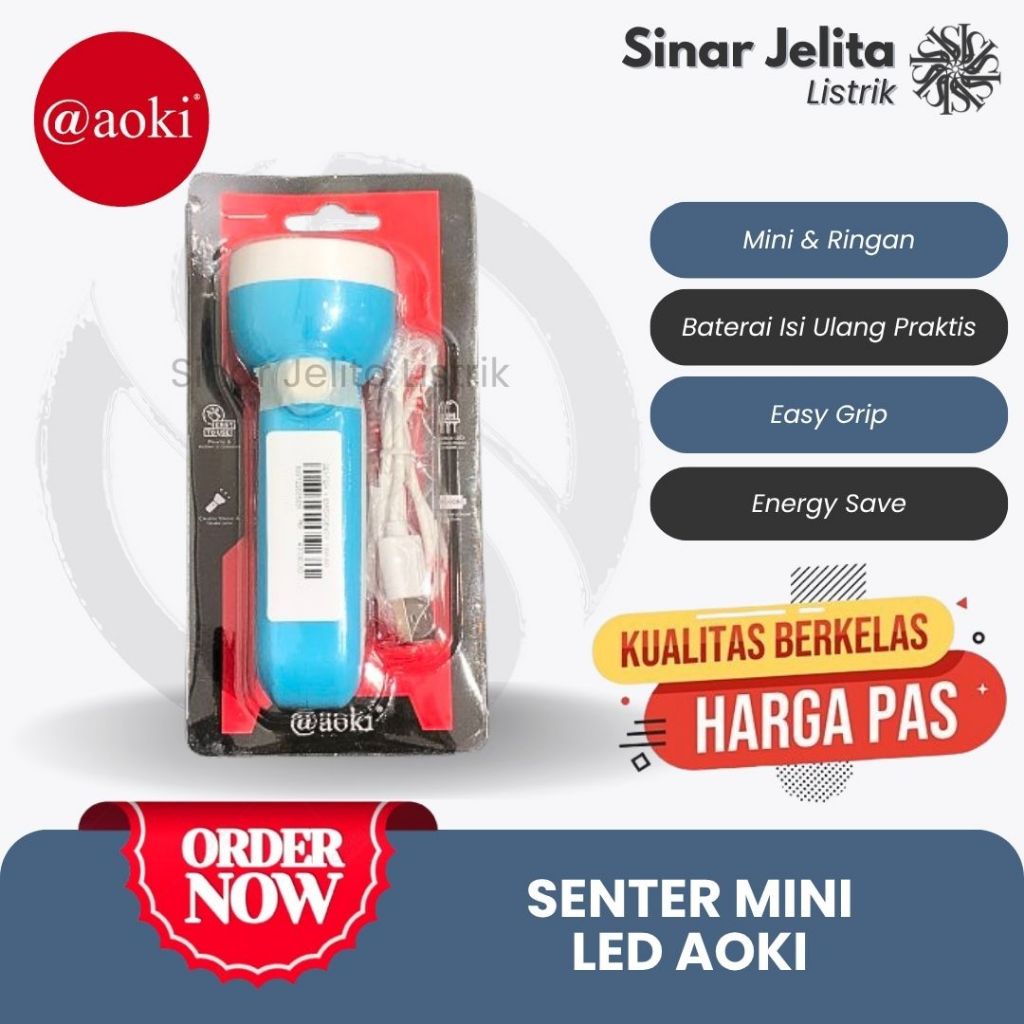 AOKI Senter Mini LED Murah Bukittinggi | Senter Multifungsi Murah | Senter Terang Murah