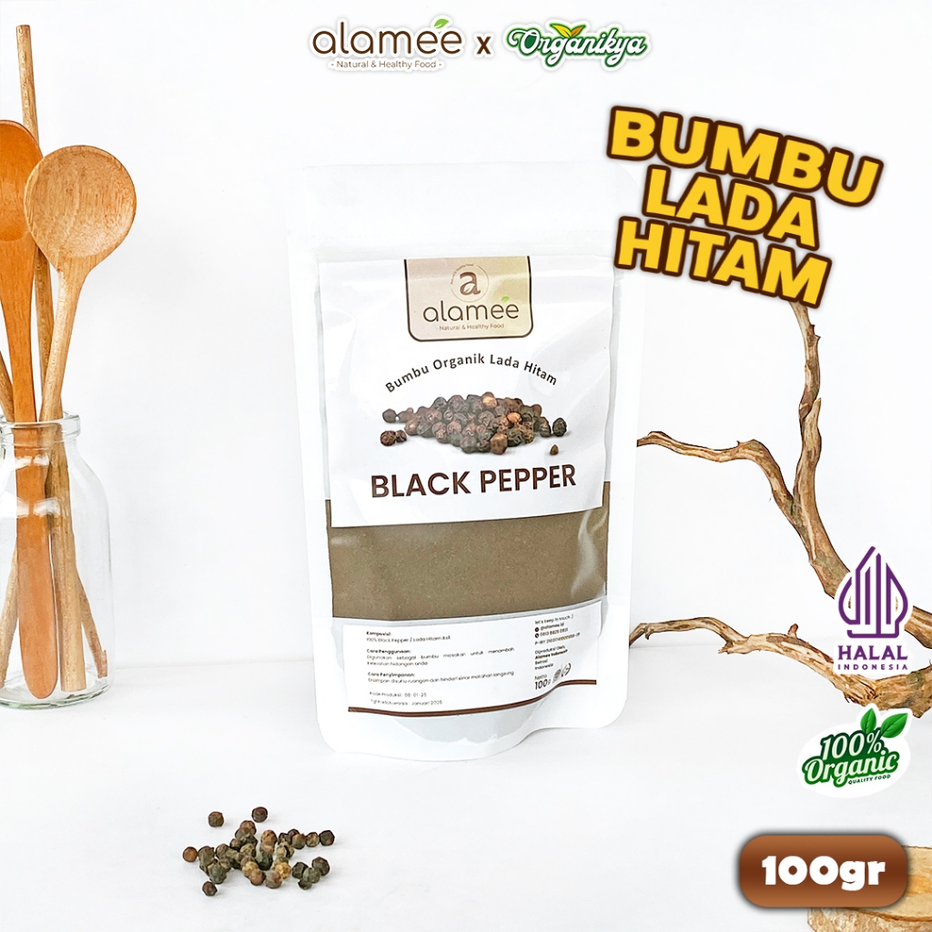 

ALAMEE Blackpepper Powder Lada Hitam Bubuk Black Pepper Bumbu Dapur Instan 100G organikya