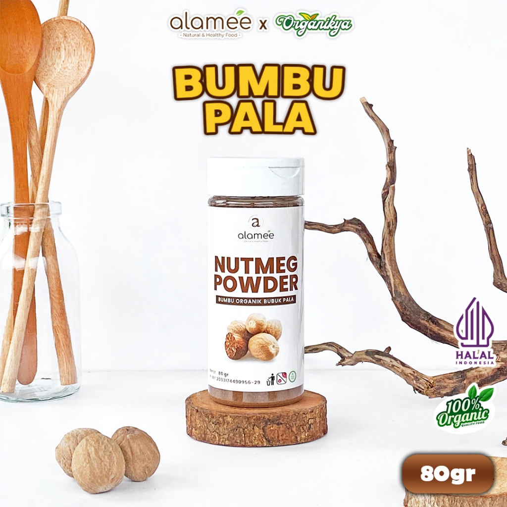 

ALAMEE Bumbu Dapur Pala Bubuk Nutmeg Powder Rempah Murni Asli Tanpa Campuran Organik 80g organikya