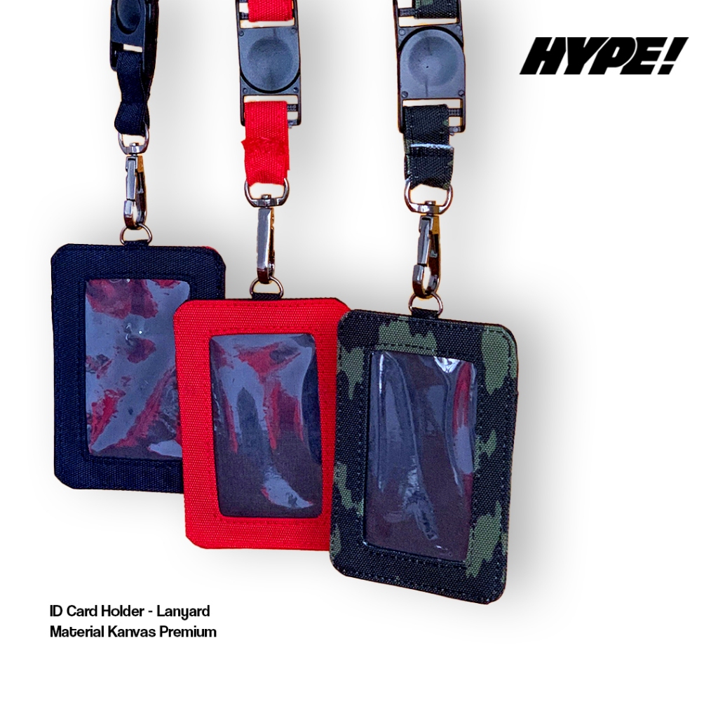 

ID Card Holder Lanyard Kanvas Name Tag ID Card Kanvas klip nama atk sekolah kampus kantor -- "HYPE