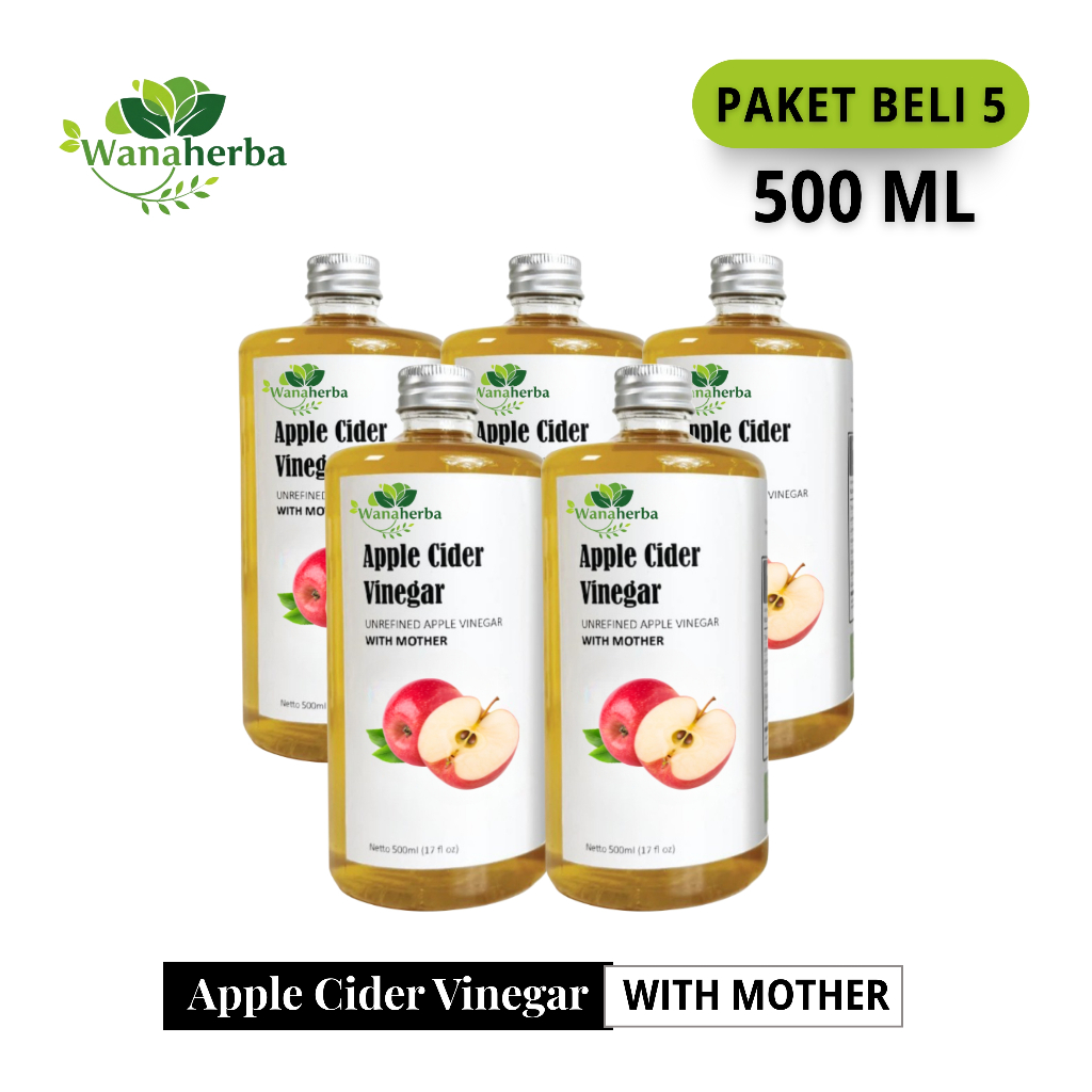 

Wanaherba Cuka Apel With Mother 500 ML Paket 5 Botol
