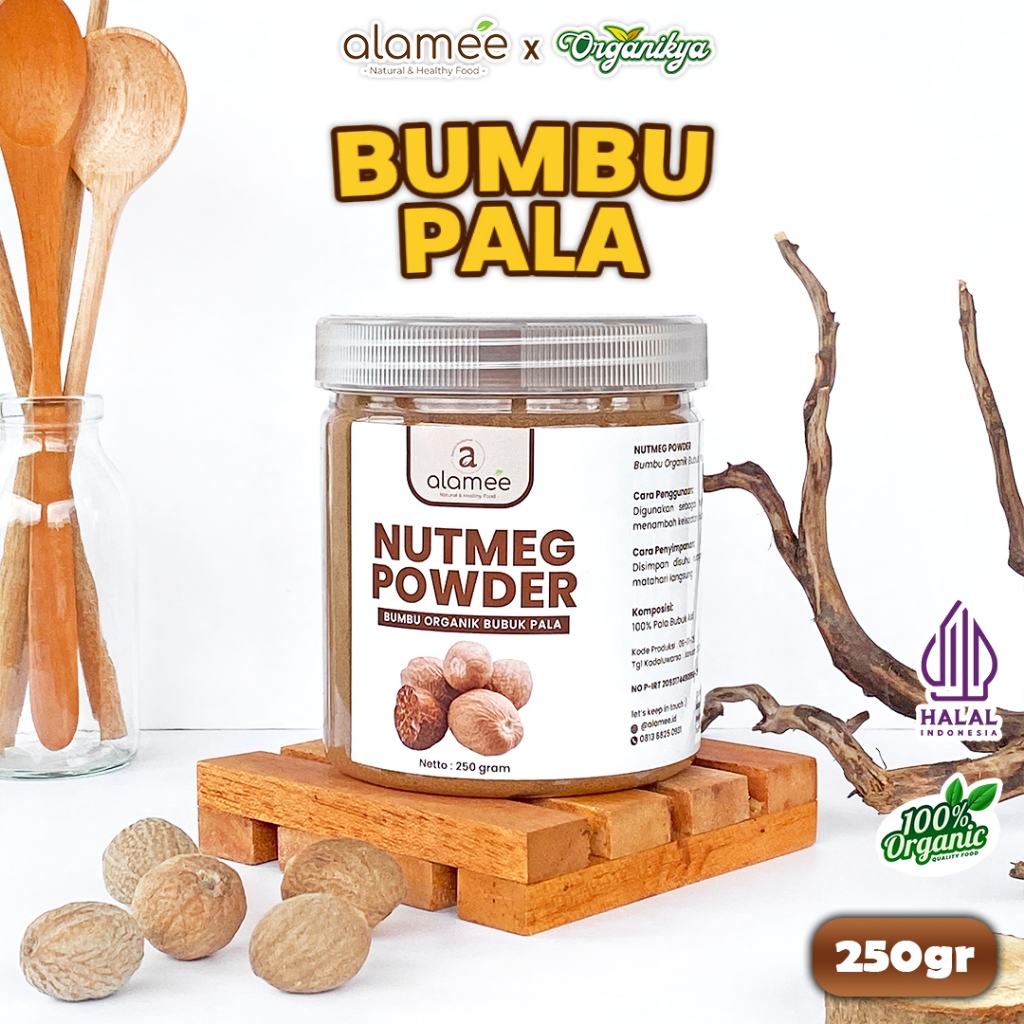 

ALAMEE Pala Bubuk Nutmeg Seasoning Powder Rempah Murni Asli Organik Bumbu Masak Dapur 250G organikya