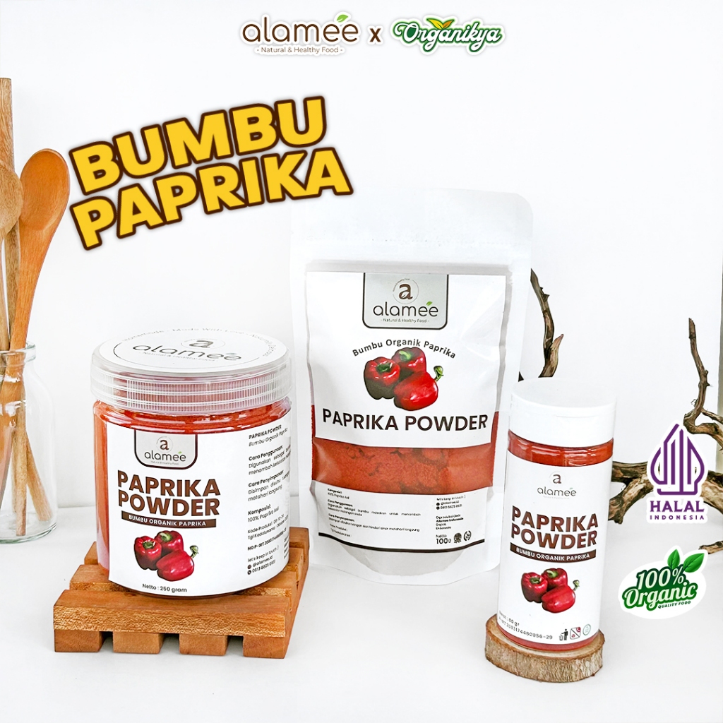 

ALAMEE Paprika Bubuk Powder Ground Bumbu Dapur Instan Organik Murni Asli Tanpa Campuran organikya