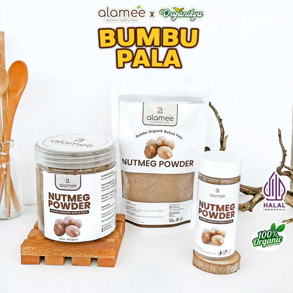 

ALAMEE Bumbu Dapur Pala Bubuk Nutmeg Powder Rempah Murni Asli Tanpa Campuran Organik organikya