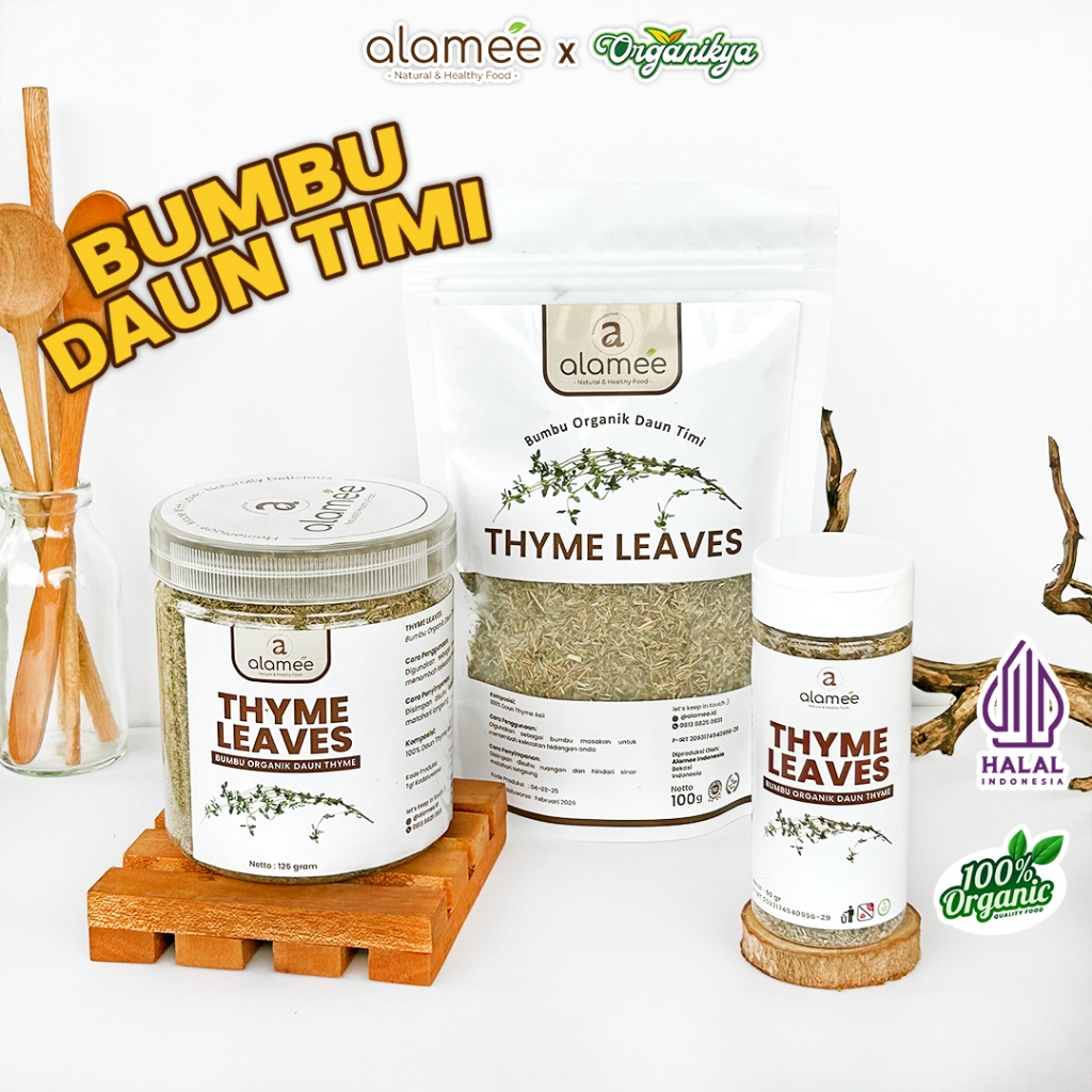 

ALAMEE Thyme Kering Daun Timi Bumbu Dapur Organik Garnish Dried Leaves Murni Asli organikya